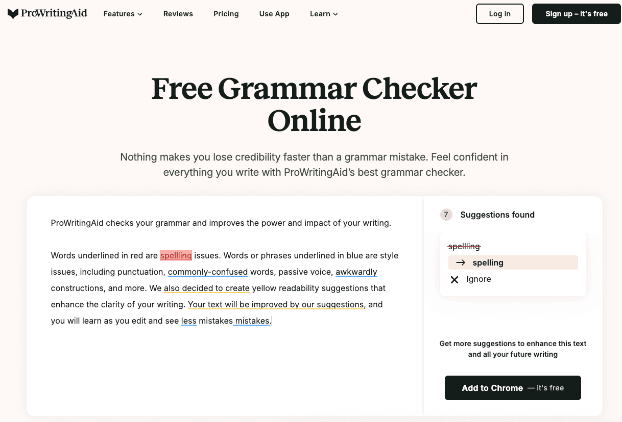 ProWritingAid文法チェッカーメインページ
