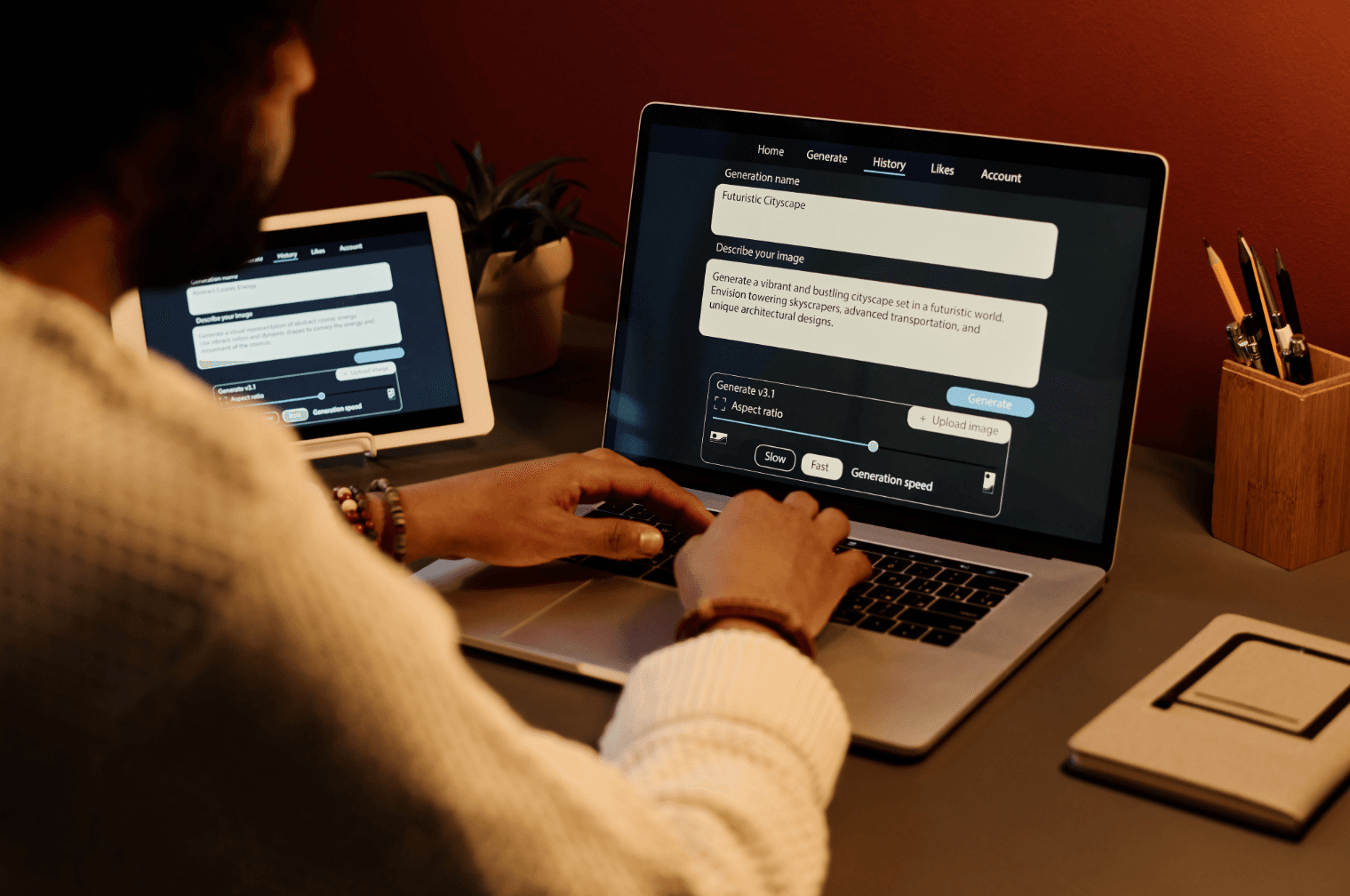 使用文章改寫工具的辦公室女性