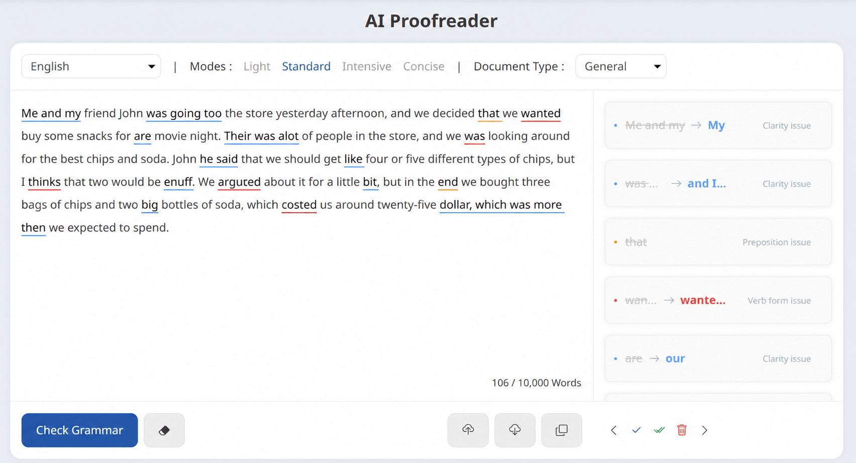 Wordvice AI Proofreader editing screen