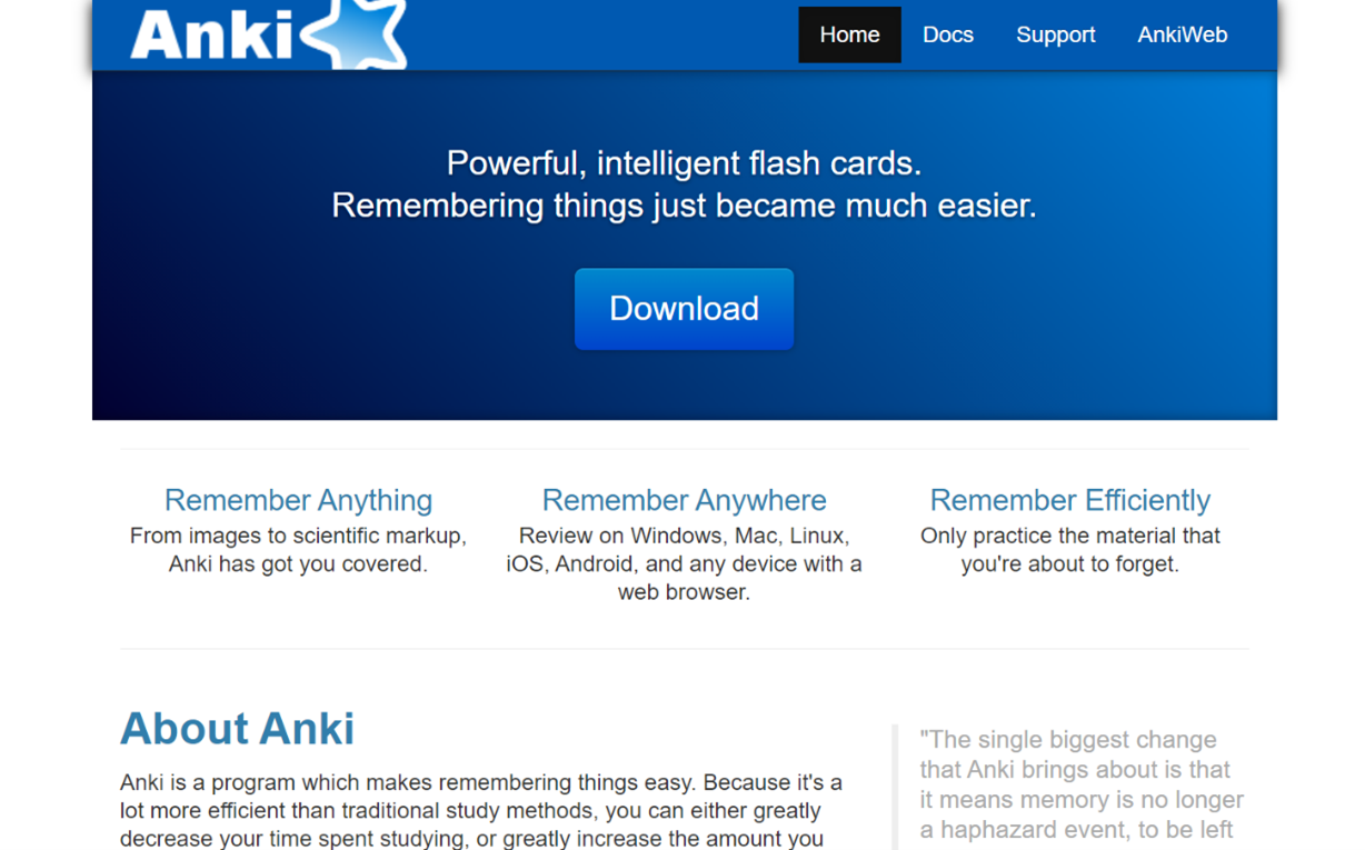 Anki app homepage image