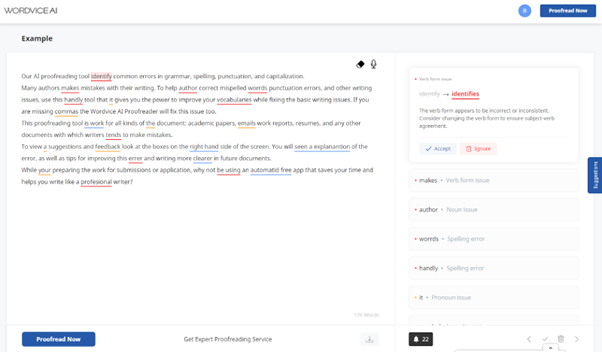 wordvice AI proofreading tool