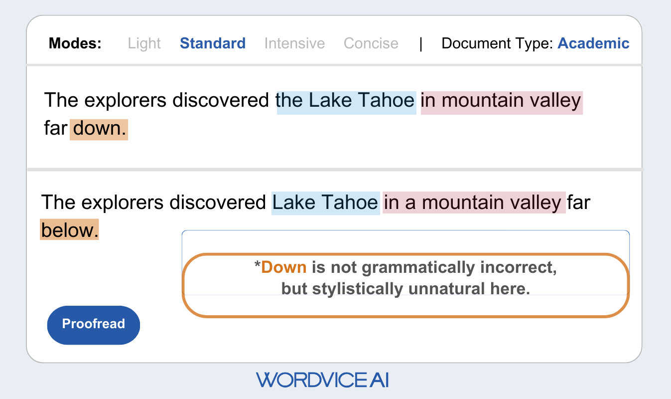 ai proofreader, standard revision mode example