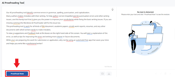 ai proofreader, proofread now button